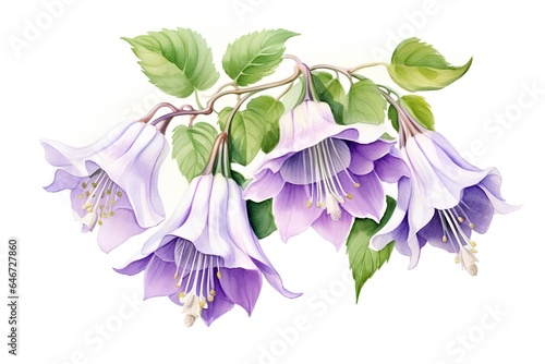 Bouquet of purple fuchsia flowers. Watercolor illustration photo