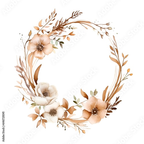 Watercolor floral wreath. Hand painted illustration isolated on white background