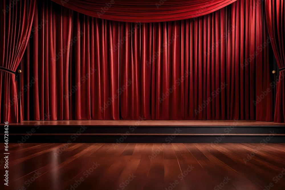 red stage curtains generated by AI technology