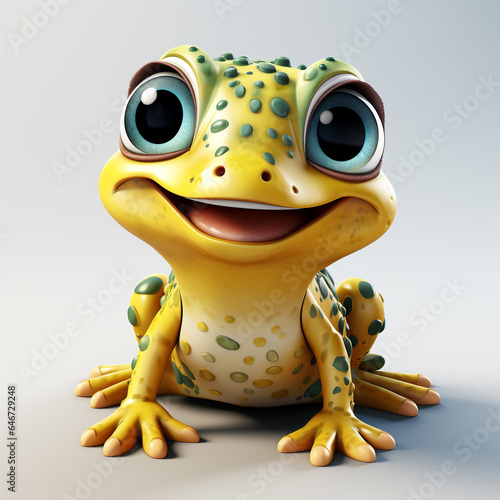 3d cartoon cute green frog