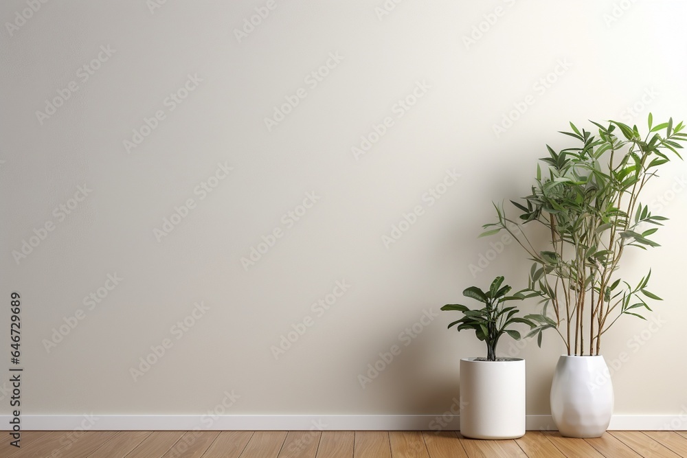 Modern Aesthetic Interior Design with Small Blank Poster Created with Generative AI Modern Aesthetic Interior Design with Small Blank Poster Created with Generative AI