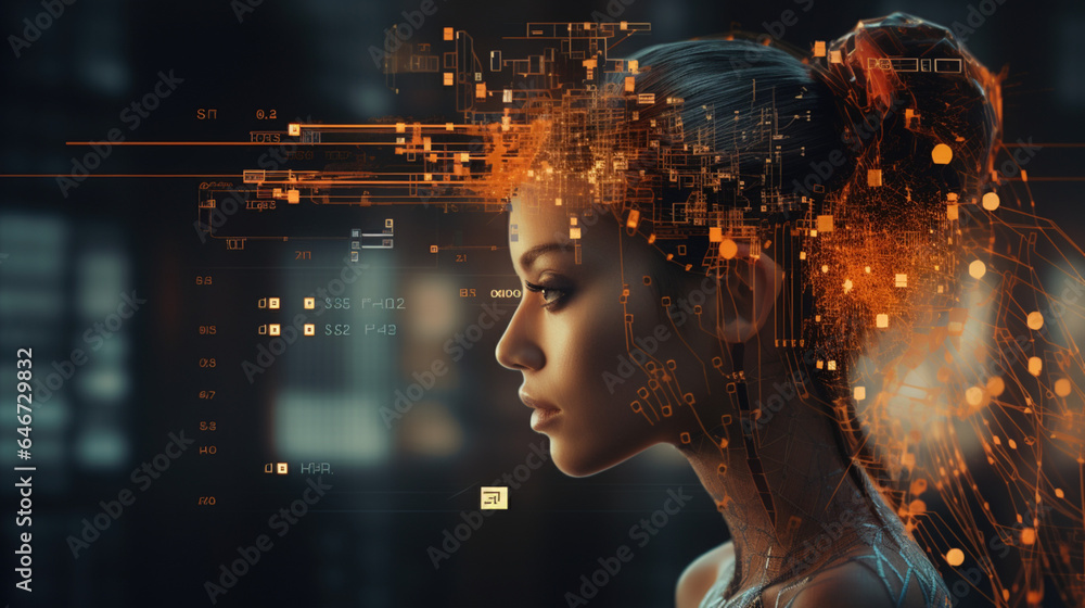 Cyfrowa przyszłość - HMI, cyfrowa transformacja społeczeństwa, AI - Digital future - HMI, digital transformation of society, - AI Generated  - obrazy, fototapety, plakaty 
