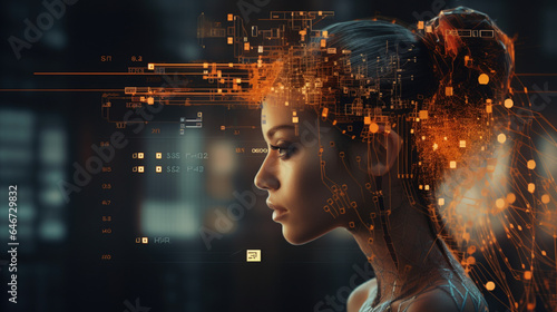 Cyfrowa przyszłość - HMI, cyfrowa transformacja społeczeństwa, AI - Digital future - HMI, digital transformation of society, - AI Generated 