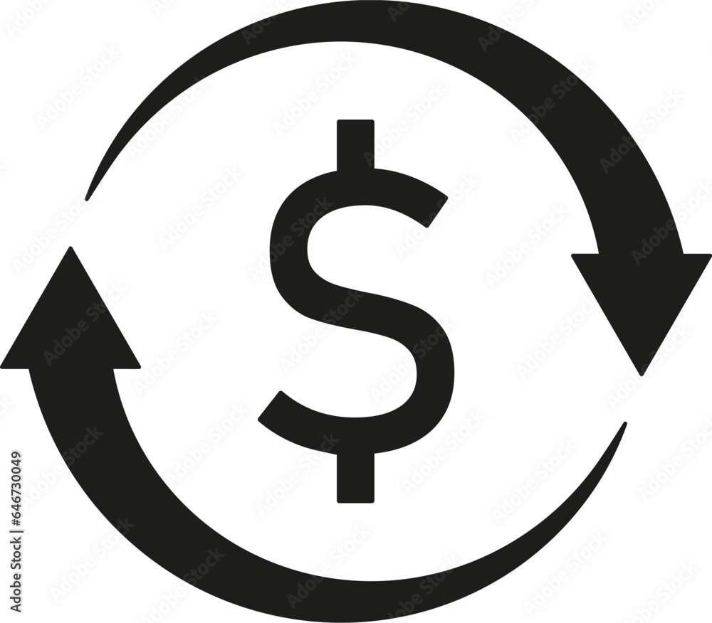 Dollar with arrows icon. Vector. Flat design. Dollar with arrows icon. Vector. Flat design.