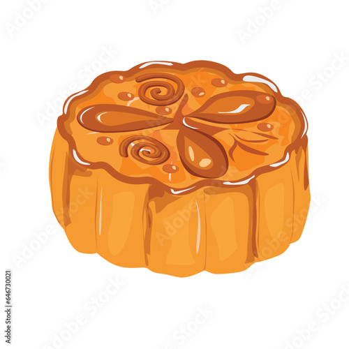 Mooncake vector illustration set. Traditional Chinese mooncake in whole full size. Mooncake for mid autumn festival. Bakery. Asian food. Moon cake clip art.