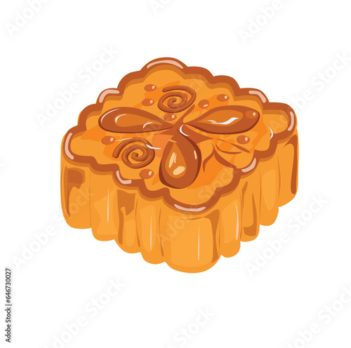 Mooncake vector illustration set. Traditional Chinese mooncake in whole full size. Mooncake for mid autumn festival. Bakery. Asian food. Moon cake clip art.