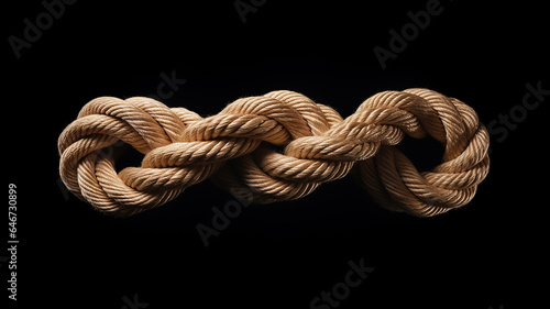 the gordian knot of rough rope is isolated on a black background © kichigin19