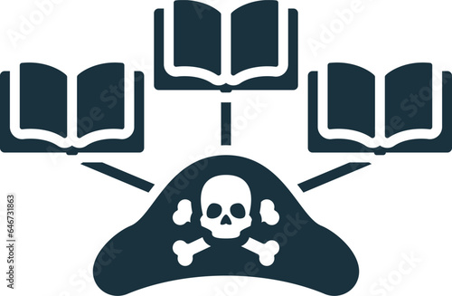 Intellectual piracy icon. Monochrome simple sign from intellectual property collection. Intellectual piracy icon for logo, templates, web design and infographics.