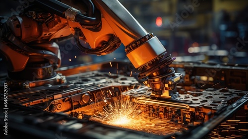 automatic arm welding robotics machine in factory automotive industry