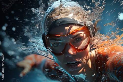 Practice Swim  Swimmers treading water as they prepare for their individual races.Generated with AI