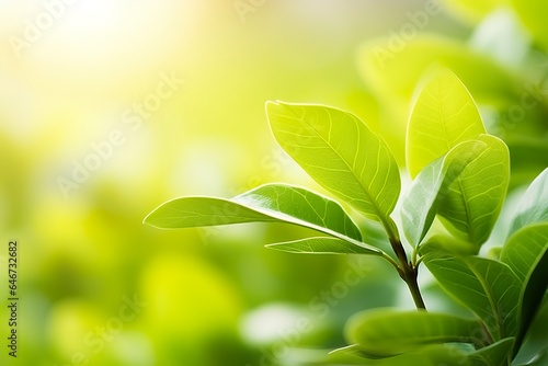 Nature of green leaf in a garden in summer under sunlight. Spring background. 