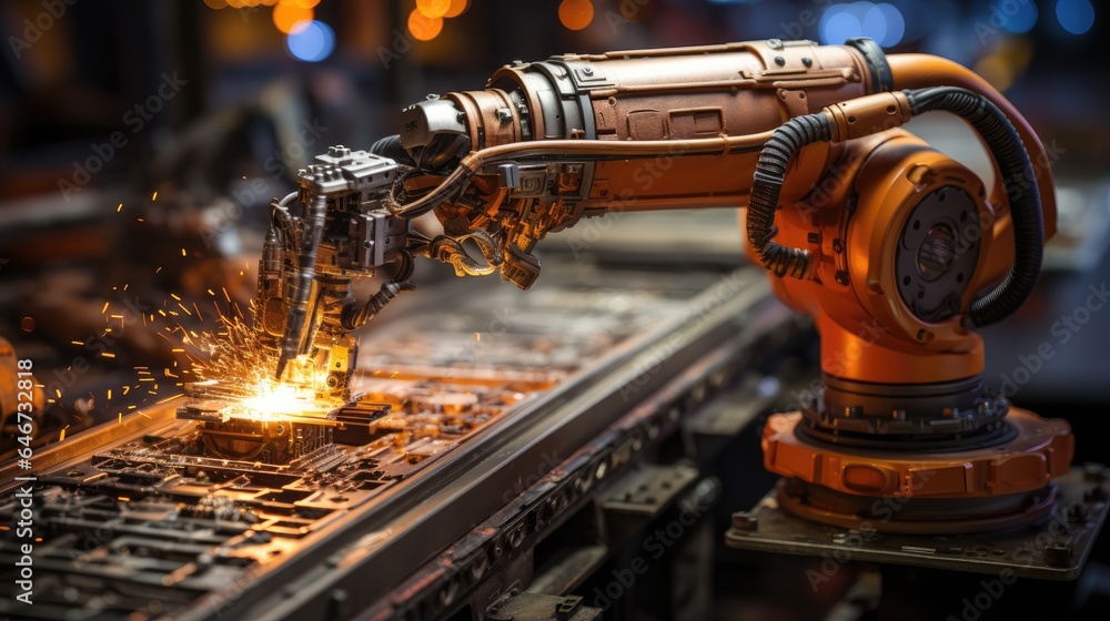 automatic robotic machine for welding in automotive factories