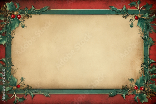 vintage christmas greeting card with christmas tree