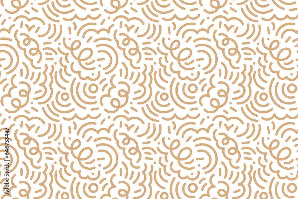 Squiggle christmas line seamless pattern. Creative scribble abstract style New Year background illustration for celebration. Simple xmas golden winter drawing wallpaper print.