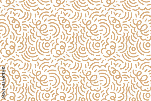 Squiggle christmas line seamless pattern. Creative scribble abstract style New Year background illustration for celebration. Simple xmas golden winter drawing wallpaper print.