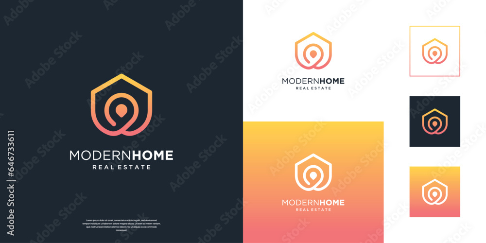 Minimalist home location real estate logo design template Minimalist home location real estate logo design template