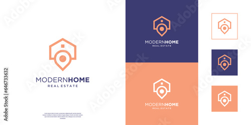 Minimalist home location real estate logo design template