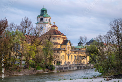 Munich, Germany - view of historic Art Nouveau style building of indoor public swimming pool built in 1901 (Mullersches Volksbad) photo