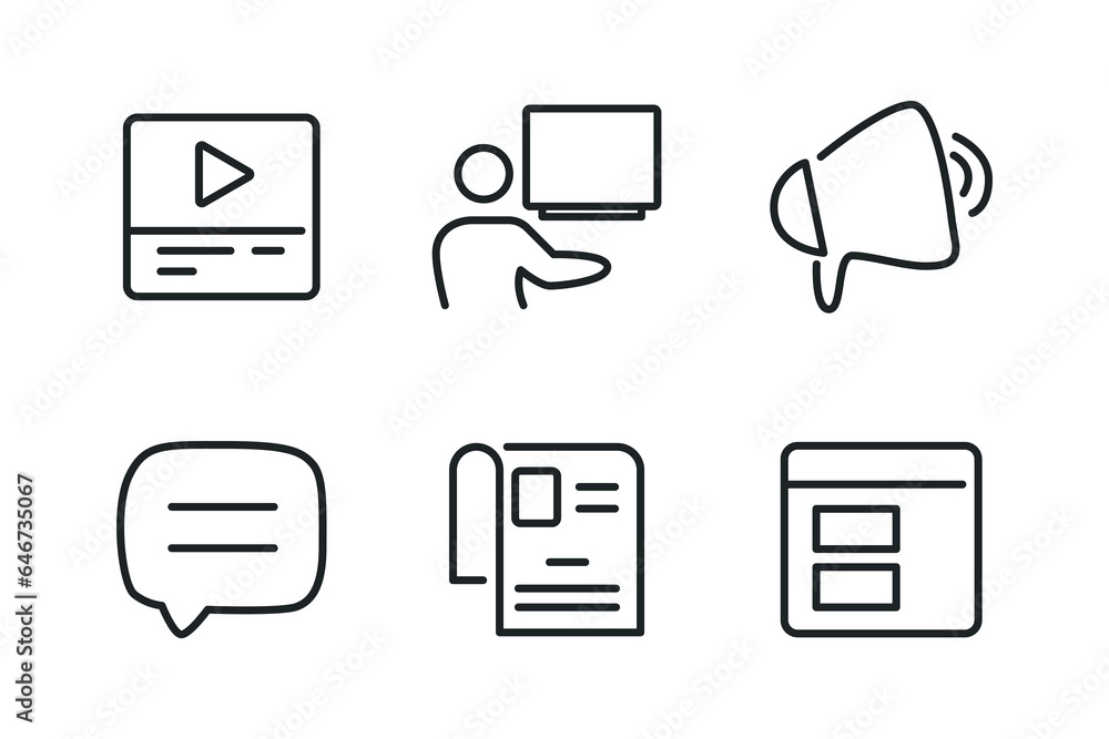 Influencer and blogging line icons collection. Influencer and blogging line icons collection.