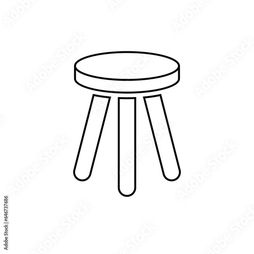 Three legged stool outline icon. Clipart image isolated on white background