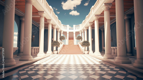 Photo Classic ancient european bulding in marble with pillars and natural light