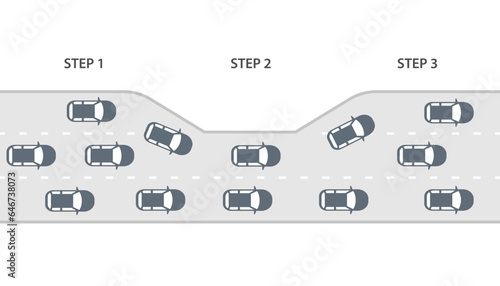 Traffic jam bottleneck diagram slide template. Clipart image
