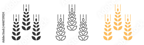 Wheat icon set. Wheat symbol. Agriculture wheat sign. Vector illustration.
