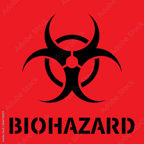 Red Biohazard warning sign image. Clipart image