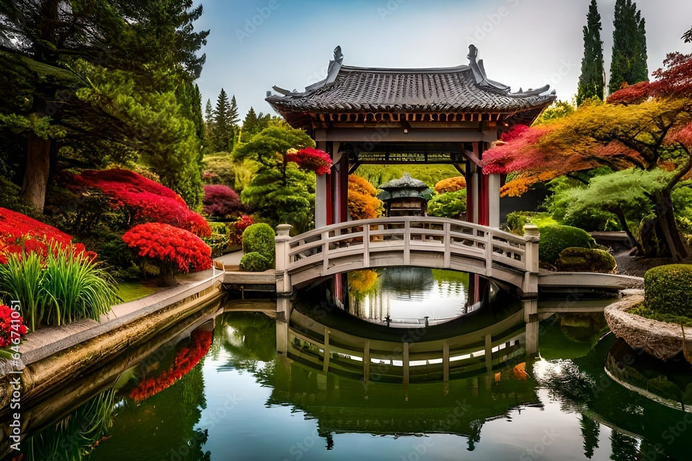 chinese pavilion in the park