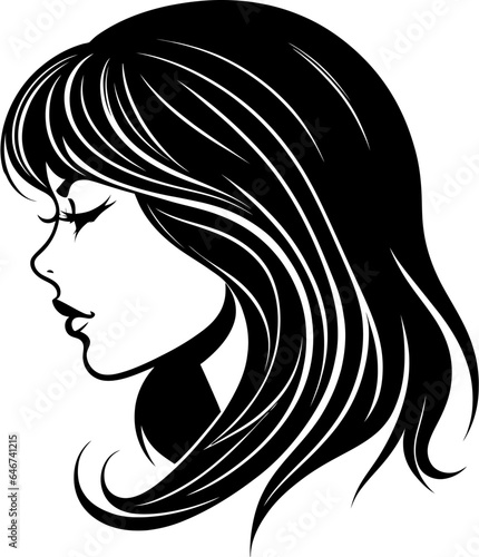 A stunning vector illustration of a young woman's face, exuding grace and beauty. This meticulously crafted artwork showcases intricate details, from flawless skin to captivating eyes and luscious hai