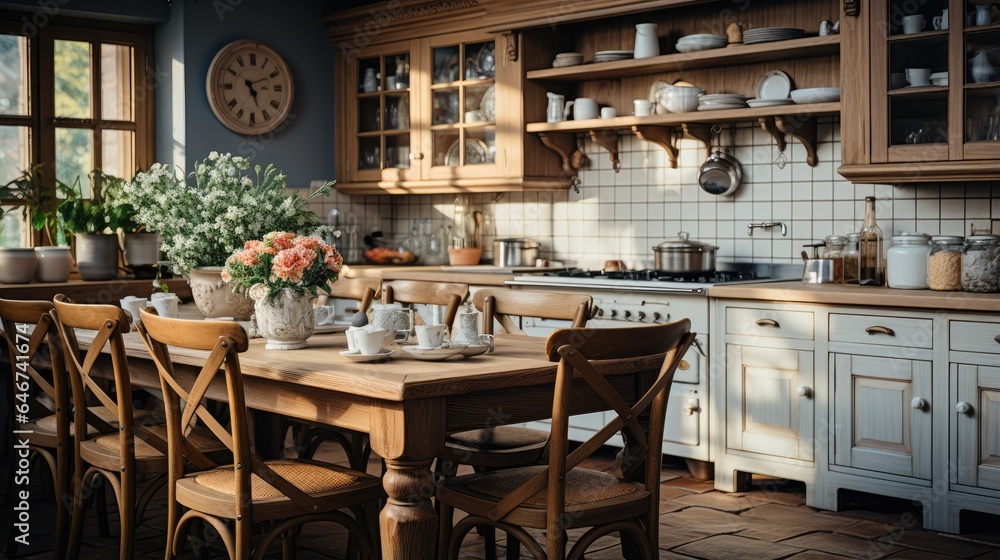 Classic rustic kitchen style interior