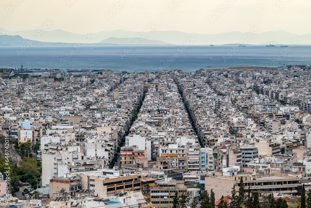 Aerial cityscape view of Athens Greece - obrazy, fototapety, plakaty 