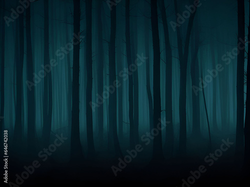 Dark mysterious forest for scary dark background. Generative ai