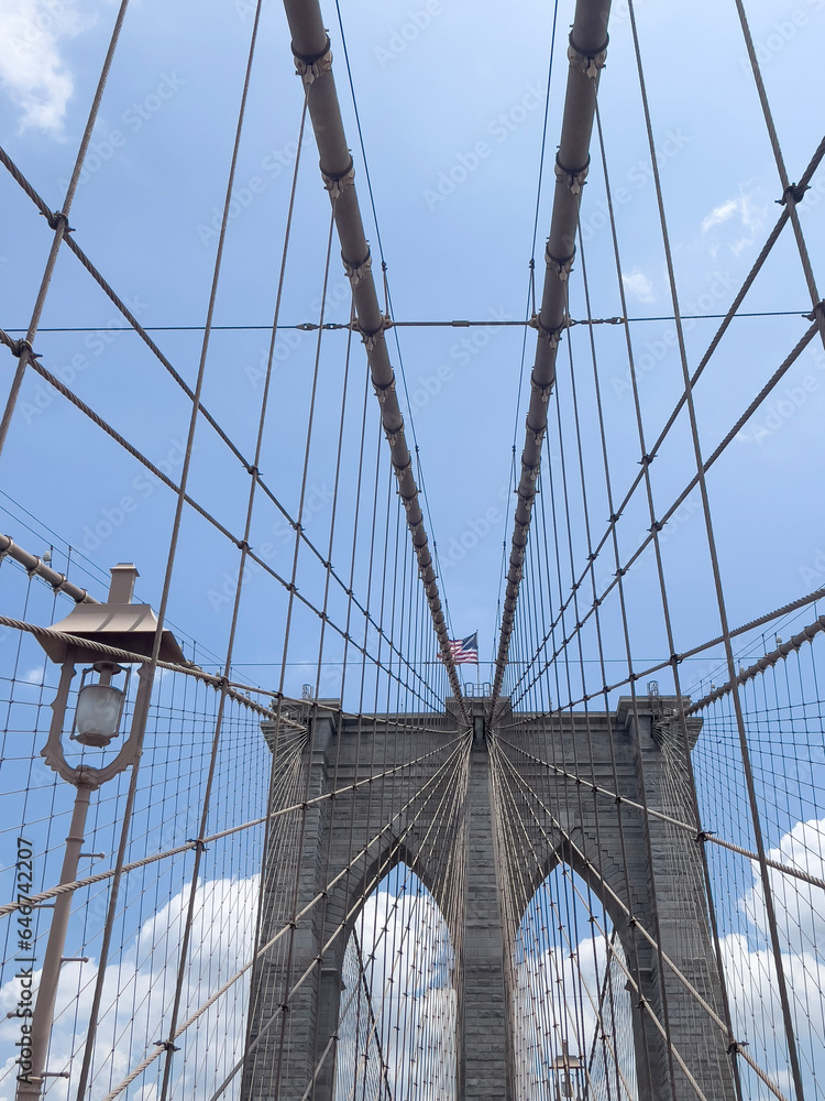 Fototapeta premium cables of Brooklyn Bridge in New York, USA