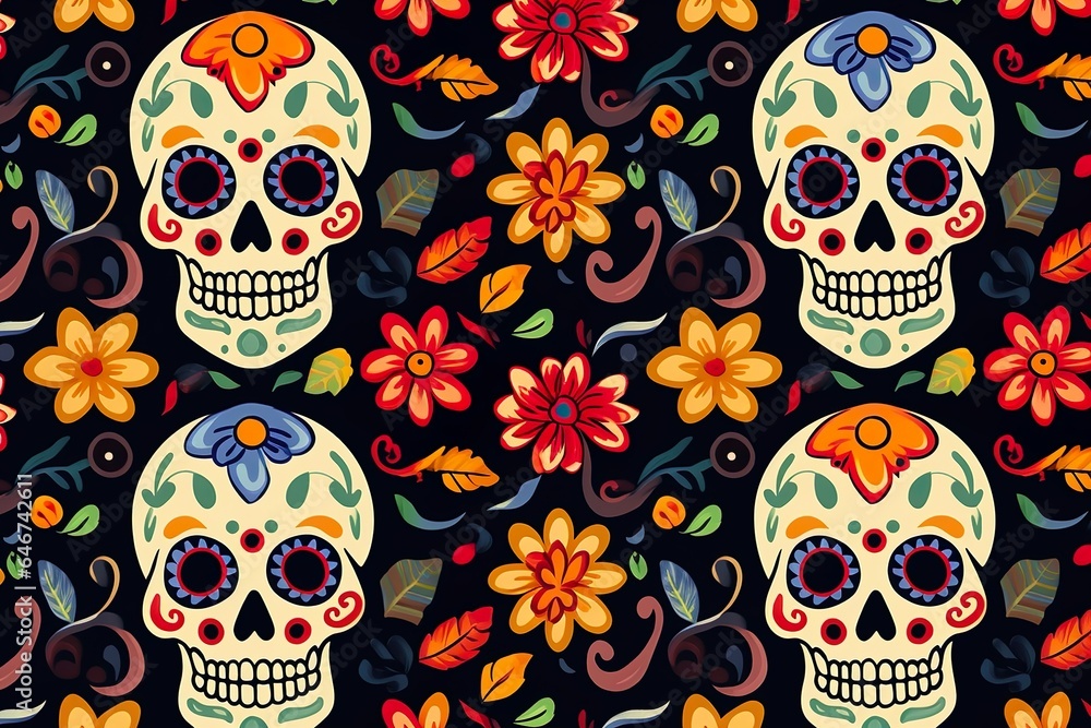 Flat design of dia de muertos day of the dead pattern concept background Flat design of dia de muertos day of the dead pattern concept background