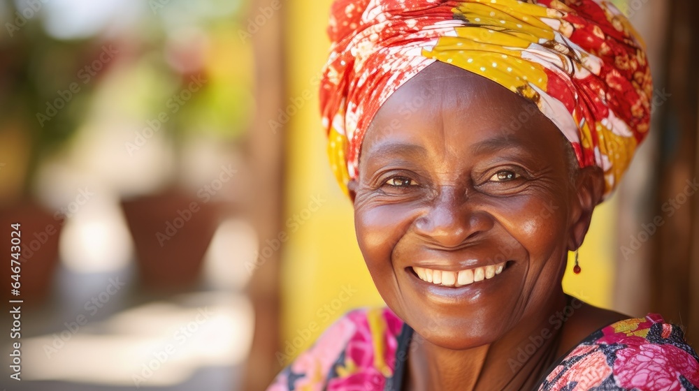 timeless beauty and wisdom of an African senior woman's radiant smile in a close-up face portrait. joy, strength, and resilience that come with age positive aging timeless beauty and wisdom of an African senior woman's radiant smile in a close-up face portrait. joy, strength, and resilience that come with age positive aging