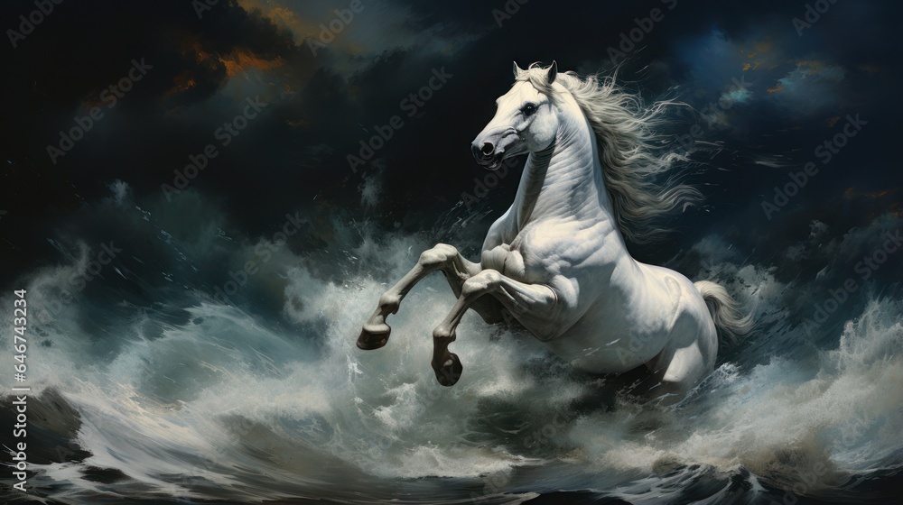 horse runs along the ocean horse runs along the ocean