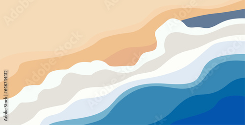 Beach tropical landscape background, beautiful and bright view of the waves. vector art print 