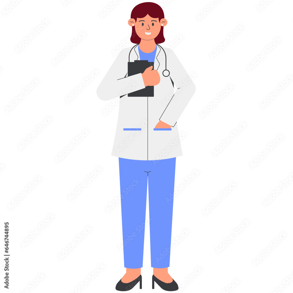 Female Doctor Holding Notes illustration Female Doctor Holding Notes illustration