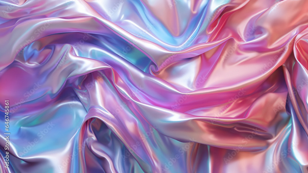 Obraz premium hologram holographic iridescent rainbow pastel satin silky fabric background