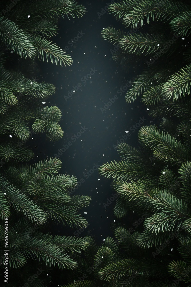 Christmas fir tree branches banner background Generative AI
