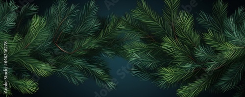 Christmas fir tree branches banner background Generative AI