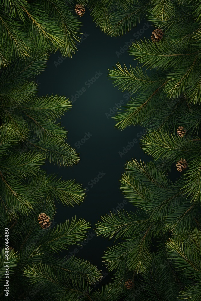 Christmas fir tree branches banner background Generative AI