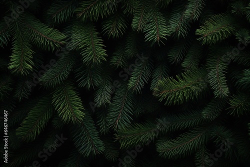 Christmas fir tree branches banner background Generative AI