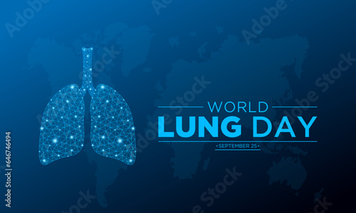 World lung day. Vector illustration of World lung day awareness poster with healthy lungs and inhaler.