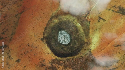 Top aerial view of Wolfe Creek Meteorite Crater in Australia photo