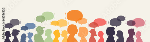 Different people with chat bubbles. Communication concept.