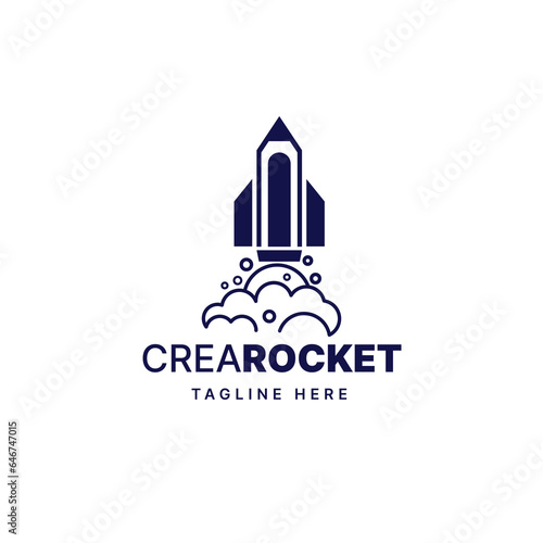 Pencil rocket logo vector - Icon illustration