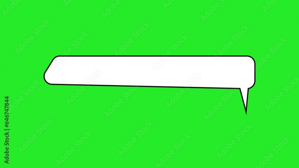 Speech bubble on green screen chroma key background. Animated white chat balloon. Useful for comics and cartoons. Speech bubble on green screen chroma key background. Animated white chat balloon. Useful for comics and cartoons.