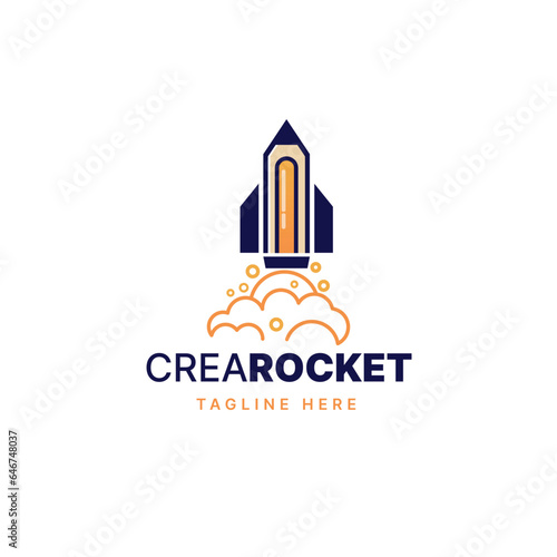 Pencil rocket logo vector - Design Icon illustration
